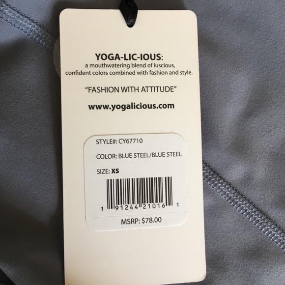 Yogalicious Lattice Leggings XS Blue Steel - Picture 3 of 7